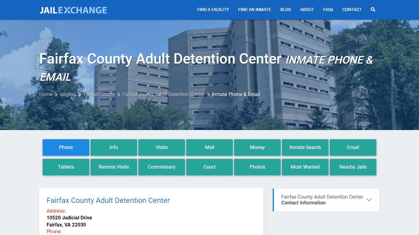 Inmate Phone - Fairfax County Adult Detention Center, VA - Jail Exchange